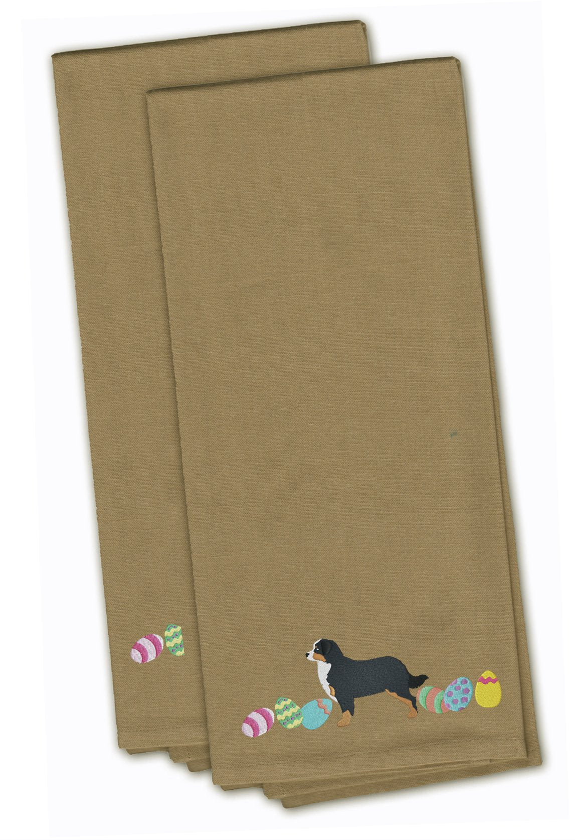 Bernese Mountain Dog Easter Tan Embroidered Kitchen Towel Set of 2 CK1608TNTWE by Caroline&#39;s Treasures