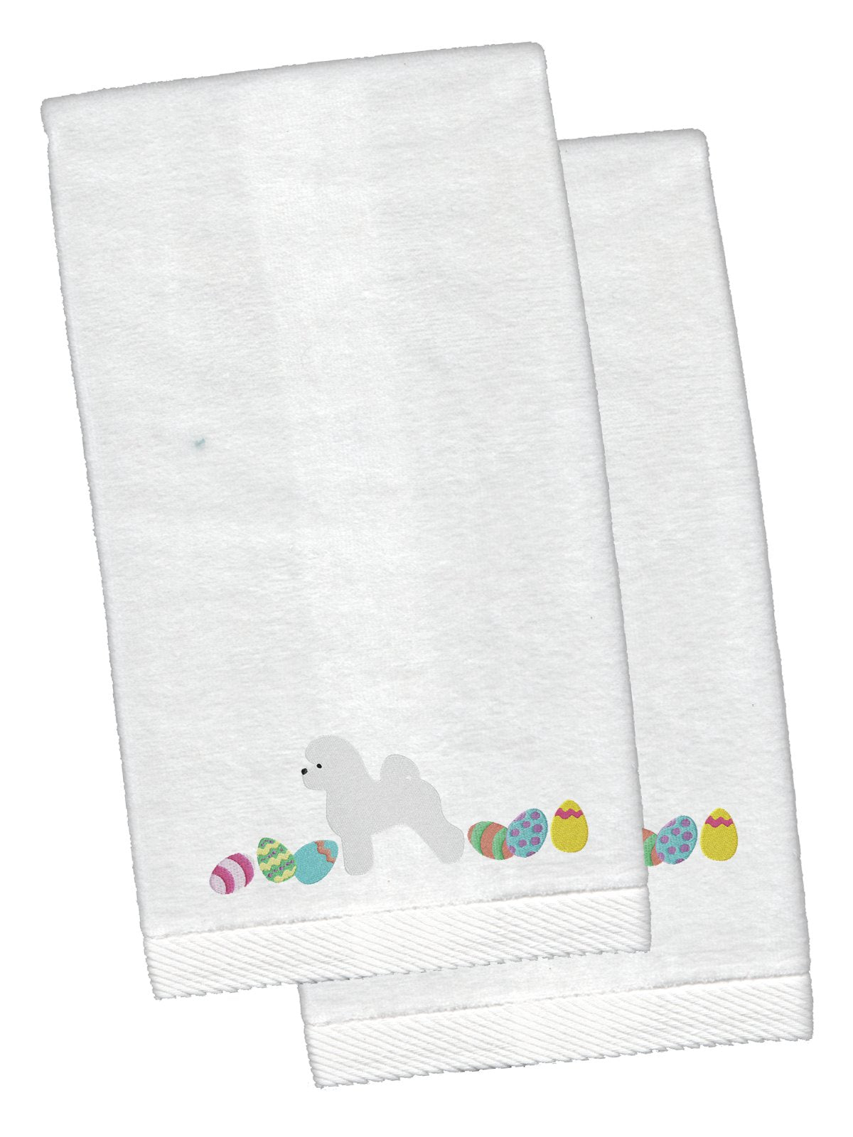 Bichon Frise Easter White Embroidered Plush Hand Towel Set of 2 CK1609KTEMB by Caroline&#39;s Treasures