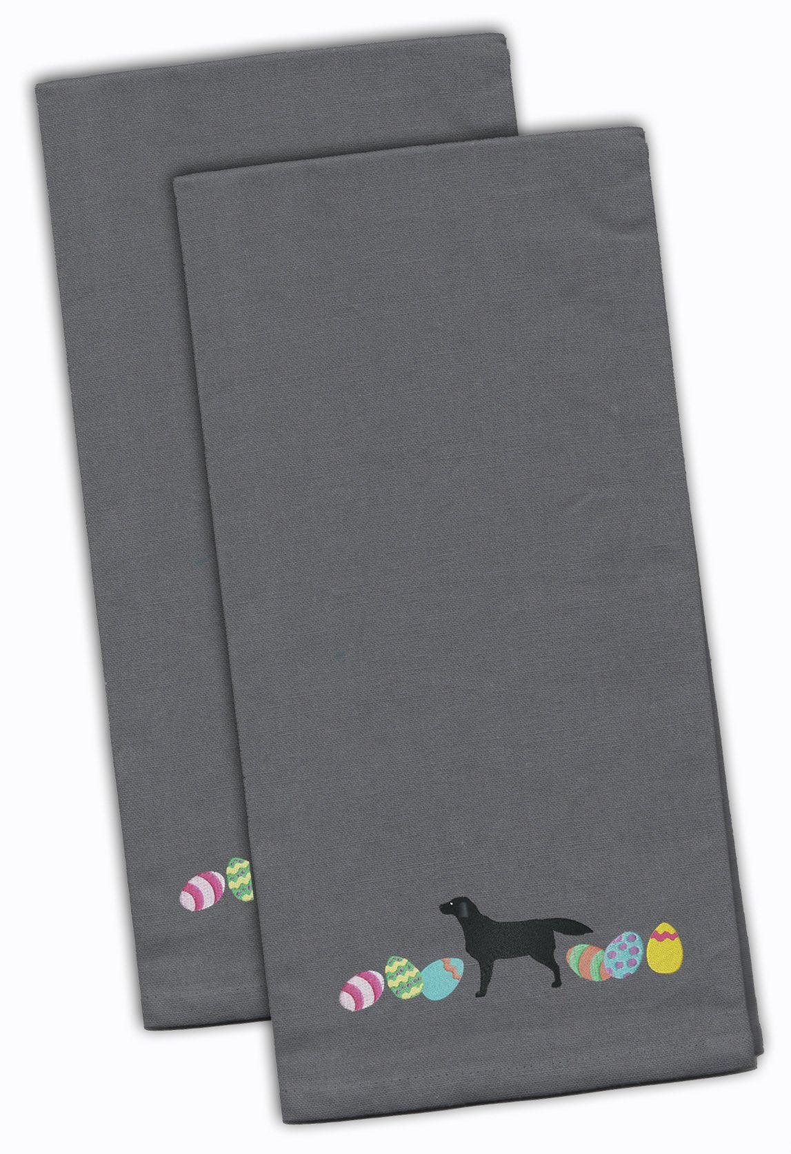 Black Labrador Retriever Easter Gray Embroidered Kitchen Towel Set of 2 CK1611GYTWE by Caroline&#39;s Treasures