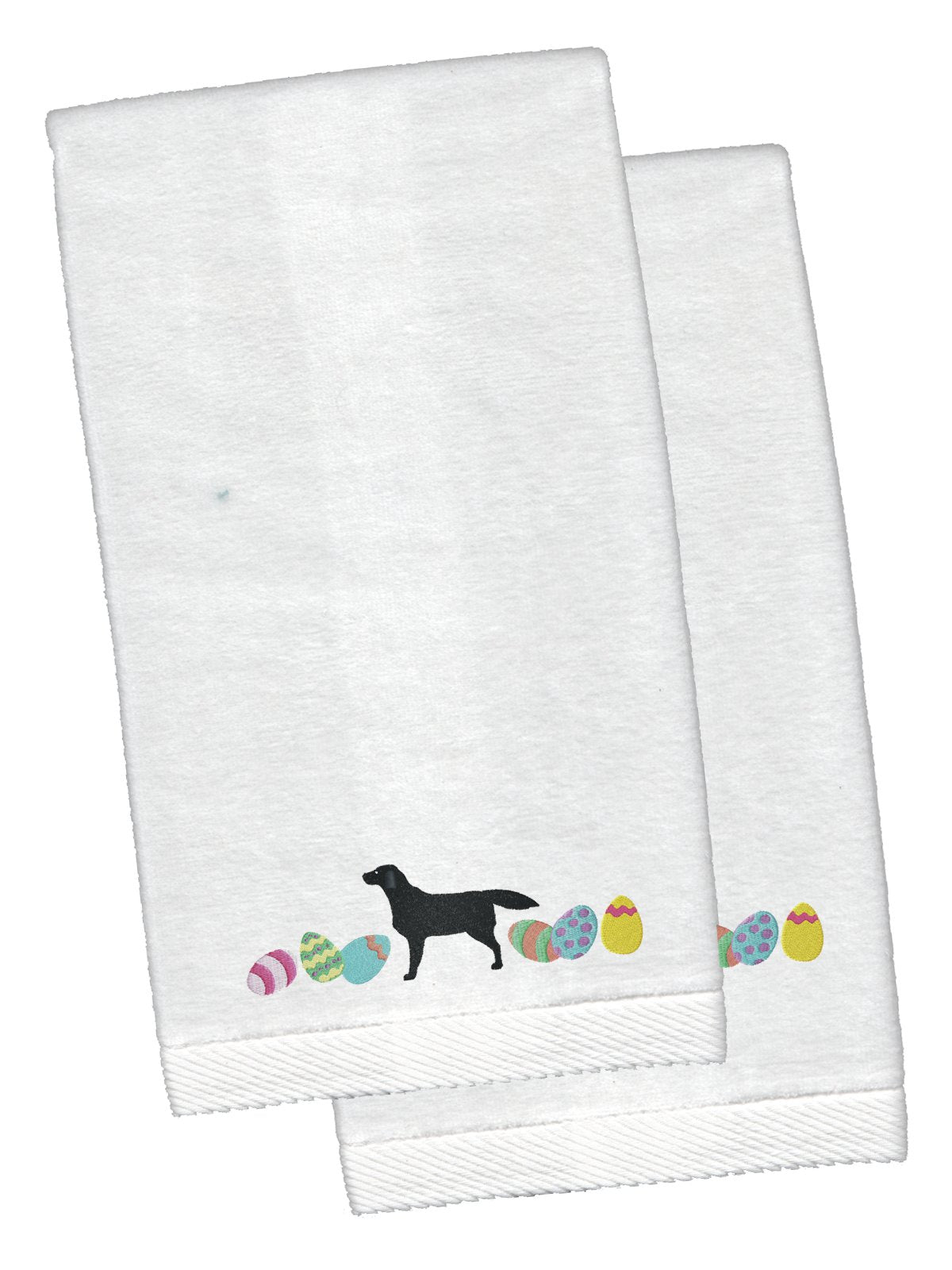 Black Labrador Retriever Easter White Embroidered Plush Hand Towel Set of 2 CK1611KTEMB by Caroline&#39;s Treasures