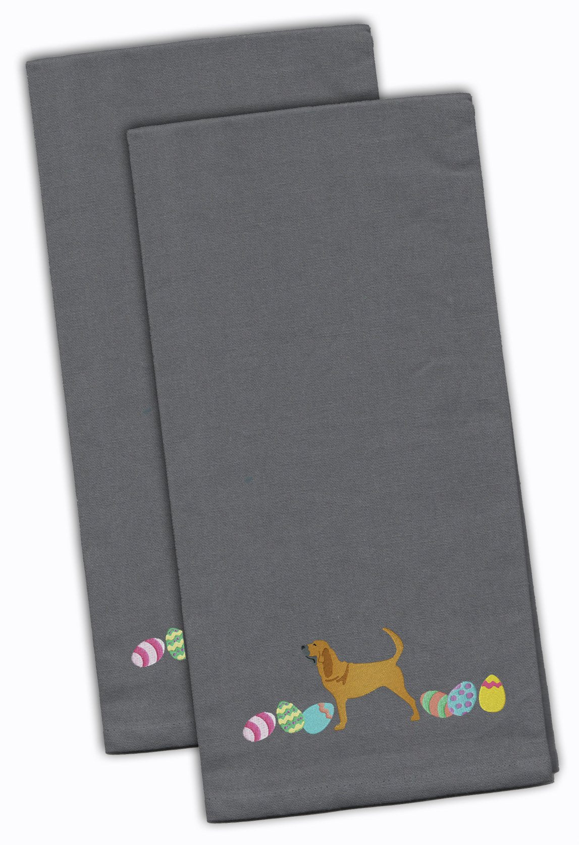 Bloodhound Easter Gray Embroidered Kitchen Towel Set of 2 CK1612GYTWE by Caroline&#39;s Treasures