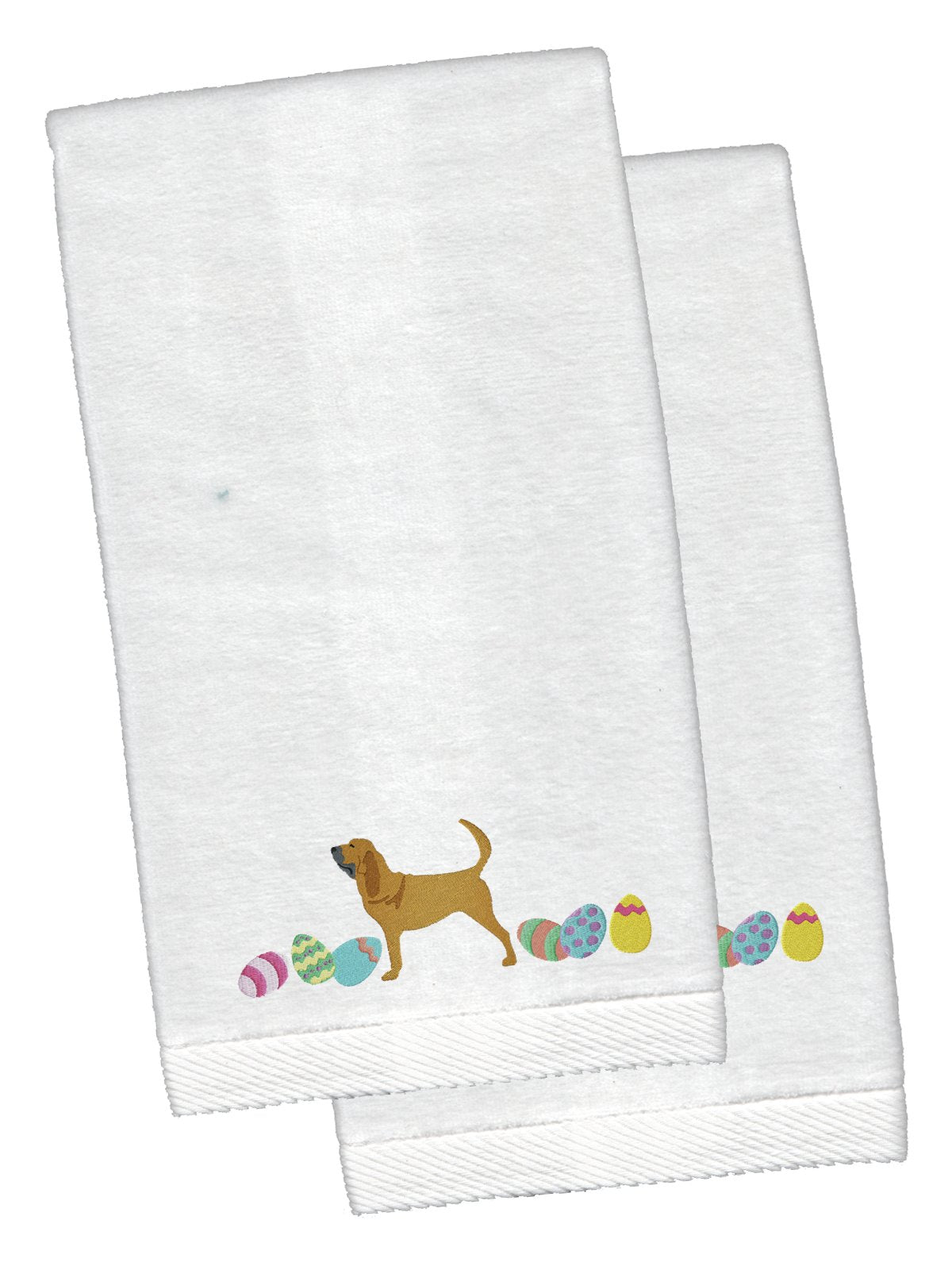 Bloodhound Easter White Embroidered Plush Hand Towel Set of 2 CK1612KTEMB by Caroline&#39;s Treasures