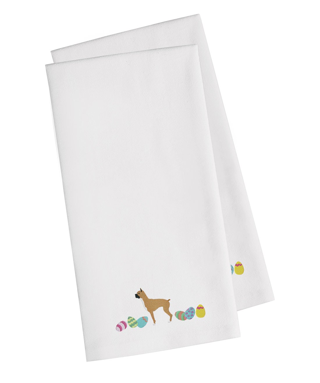 Boxer Easter White Embroidered Kitchen Towel Set of 2 CK1615WHTWE by Caroline's Treasures