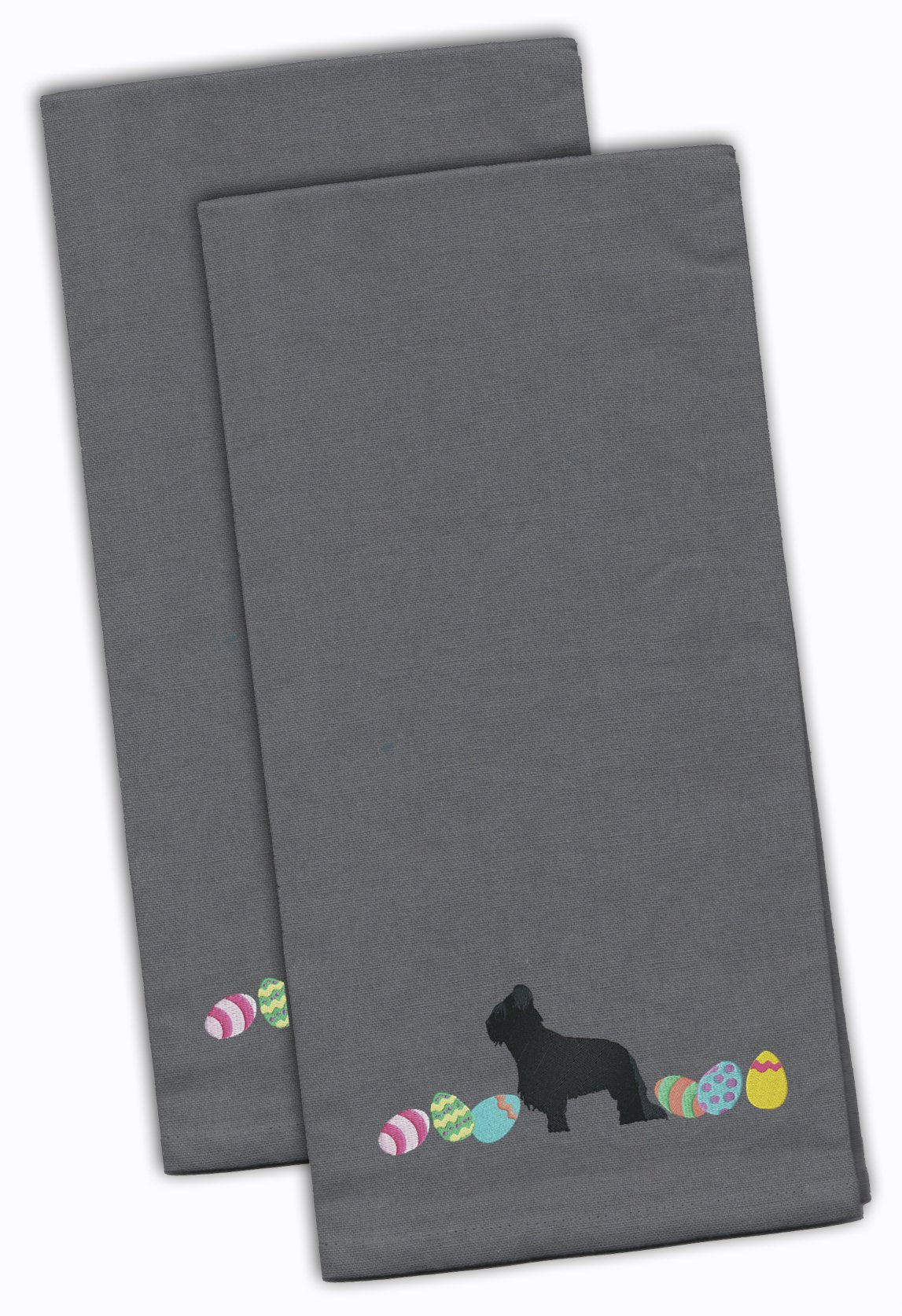 Briard Easter Gray Embroidered Kitchen Towel Set of 2 CK1616GYTWE by Caroline&#39;s Treasures