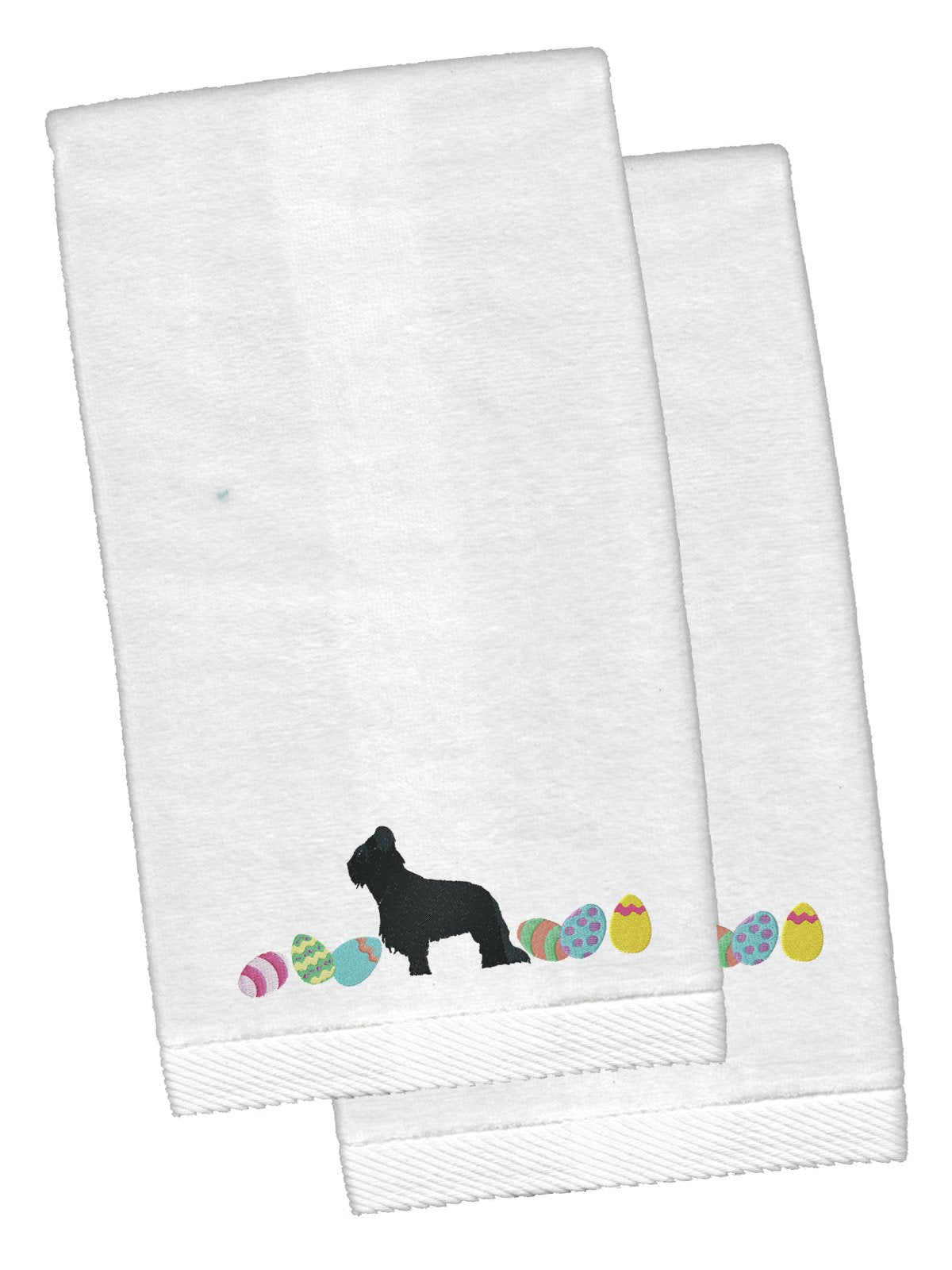 Briard Easter White Embroidered Plush Hand Towel Set of 2 CK1616KTEMB by Caroline&#39;s Treasures