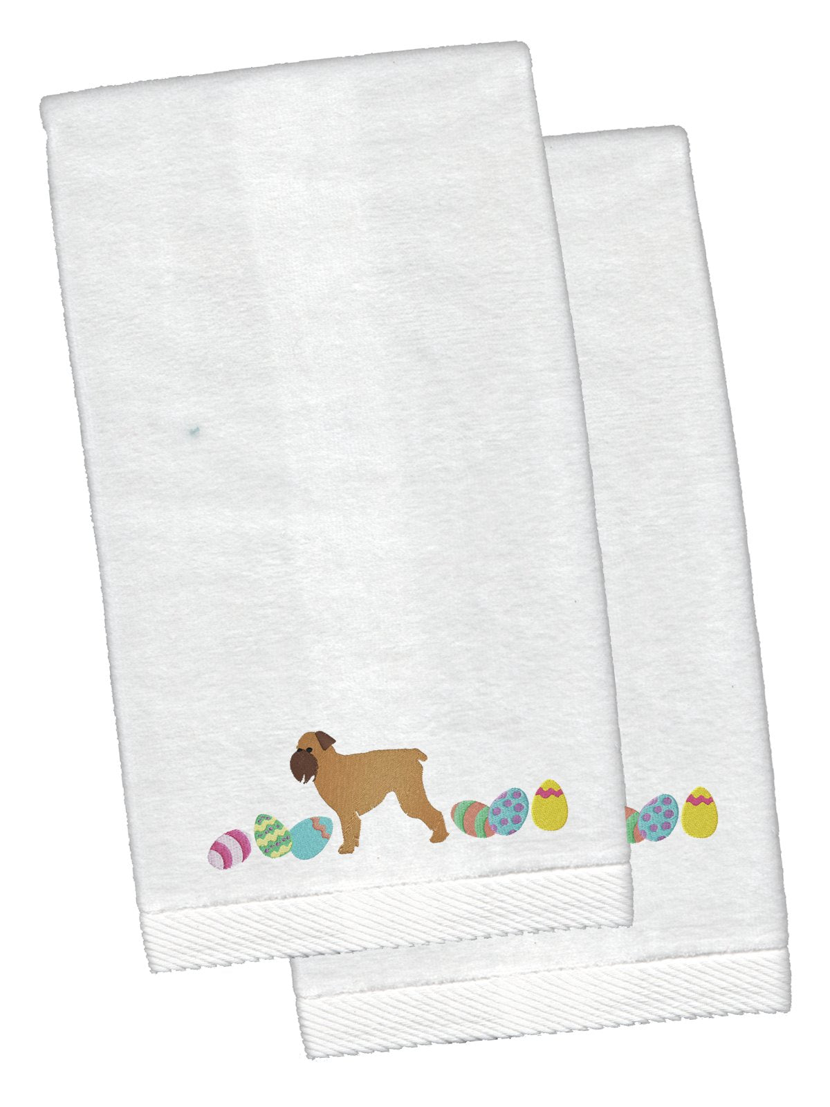 Brussels Griffon Easter White Embroidered Plush Hand Towel Set of 2 CK1617KTEMB by Caroline&#39;s Treasures