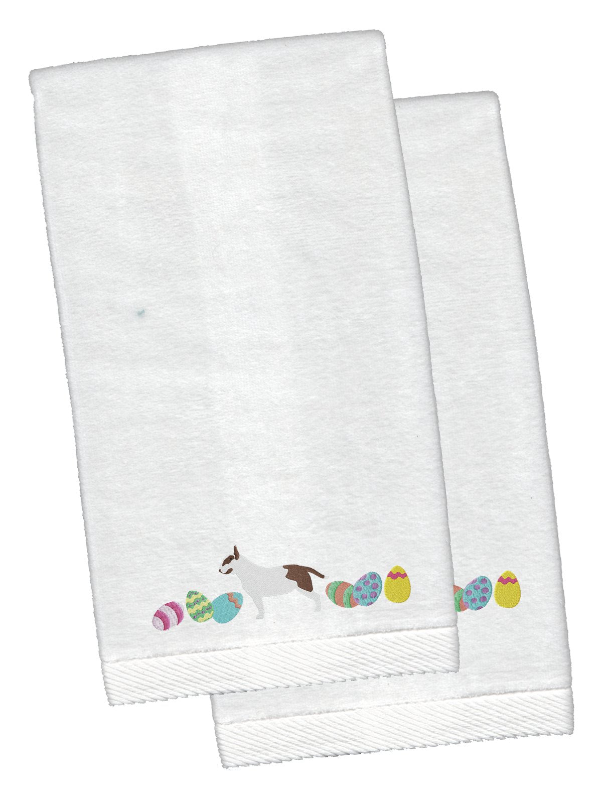 Bull Terrier Easter White Embroidered Plush Hand Towel Set of 2 CK1618KTEMB by Caroline&#39;s Treasures