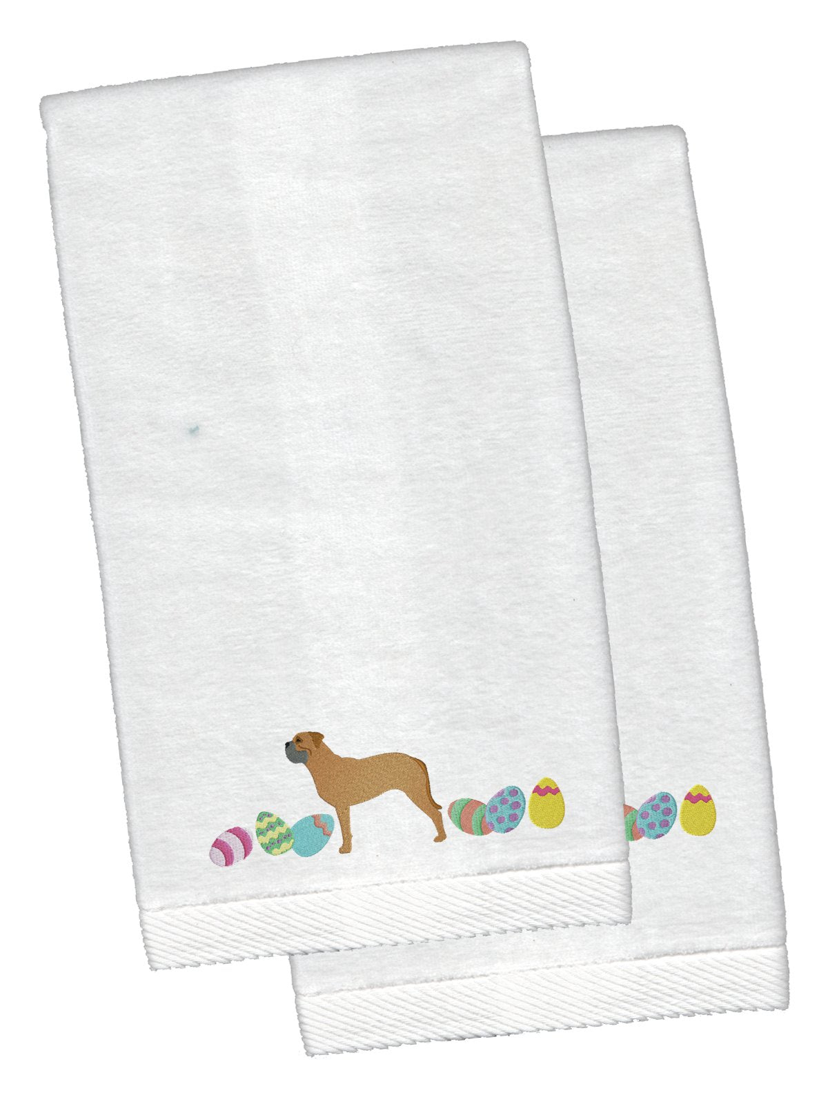 Bullmastiff Easter White Embroidered Plush Hand Towel Set of 2 CK1619KTEMB by Caroline&#39;s Treasures