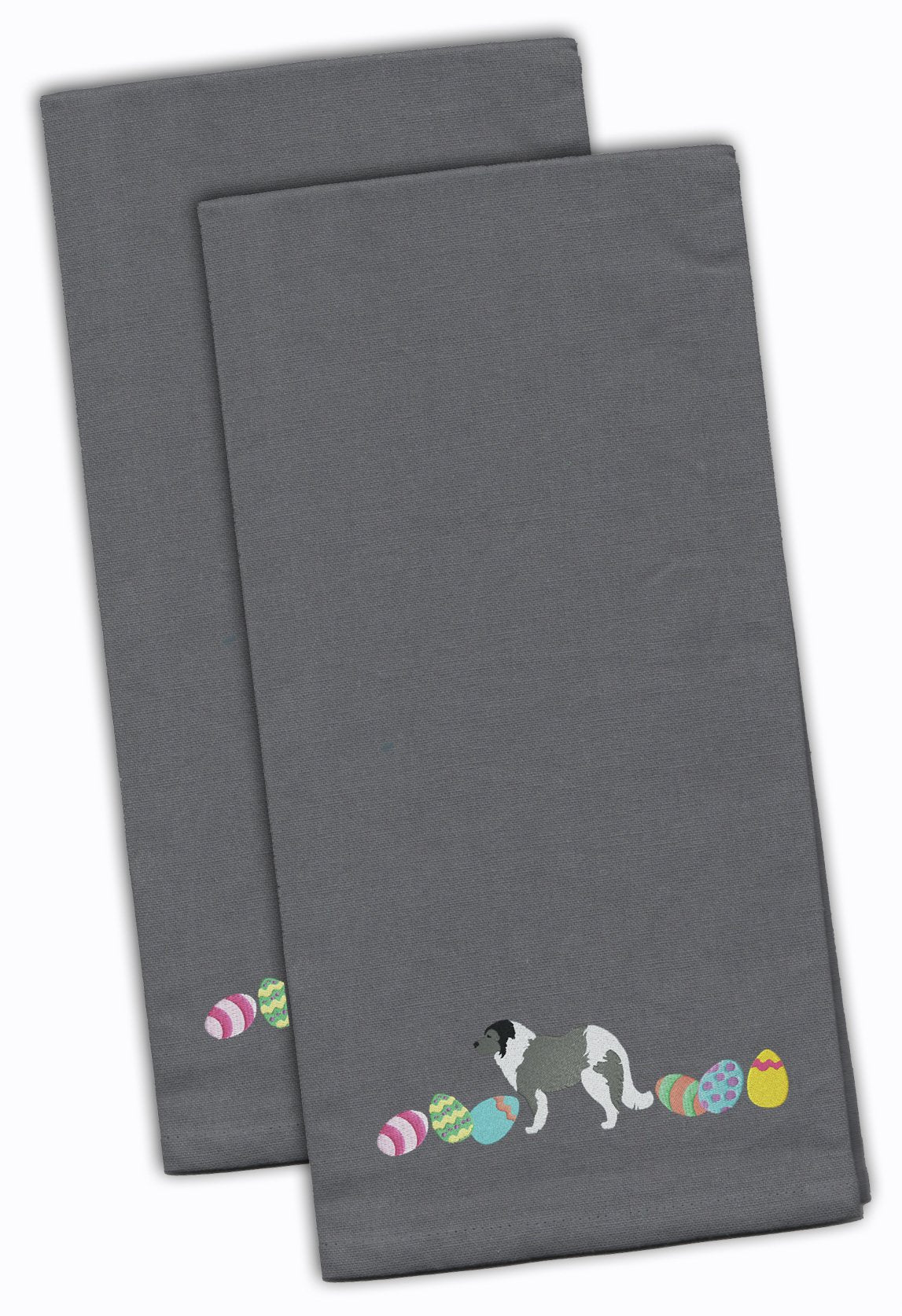Grey Caucasian Shepherd Easter Gray Embroidered Kitchen Towel Set of 2 CK1620GYTWE by Caroline&#39;s Treasures