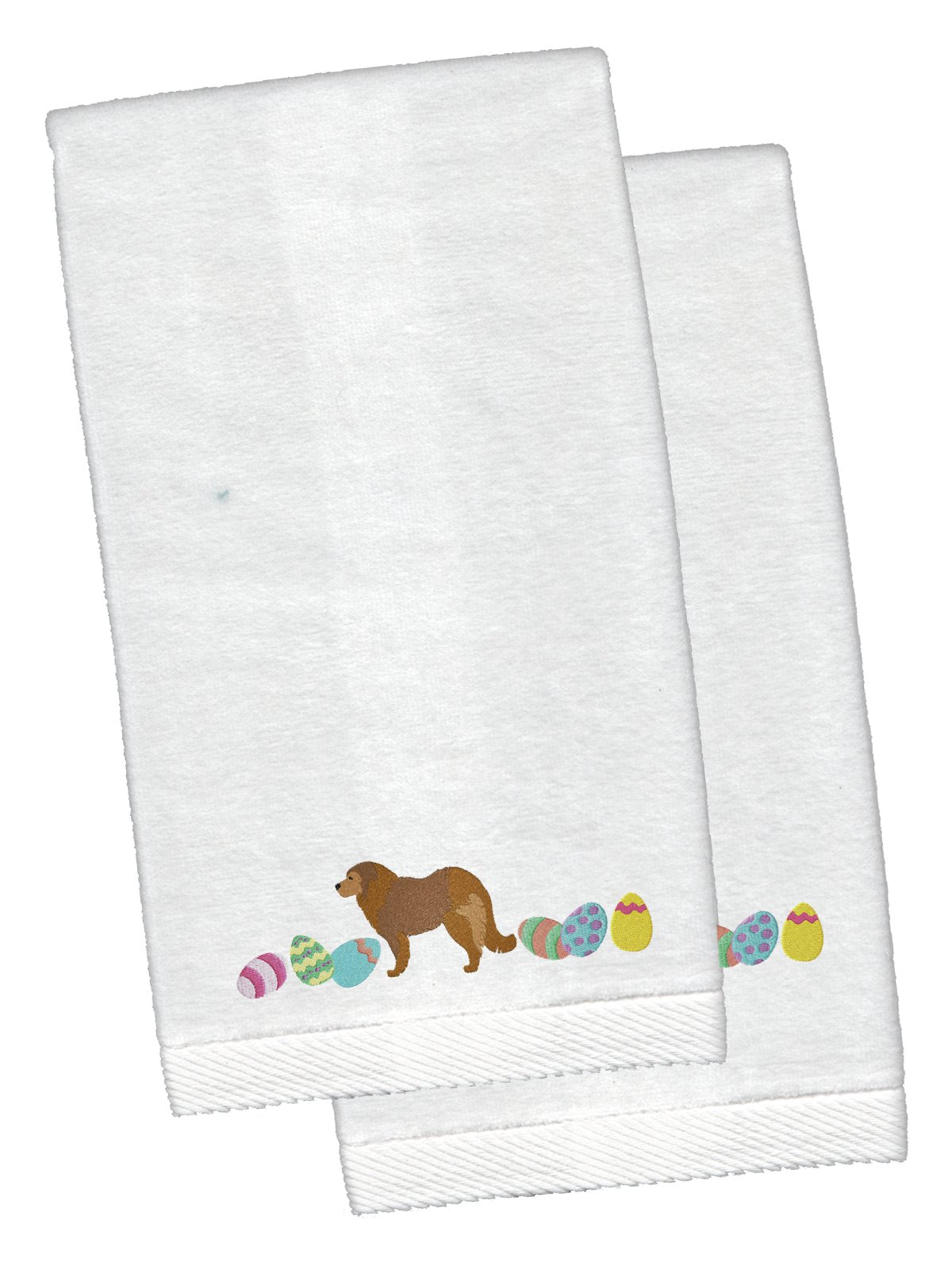 Brown Caucasian Shepherd Easter White Embroidered Plush Hand Towel Set of 2 CK1621KTEMB by Caroline&#39;s Treasures