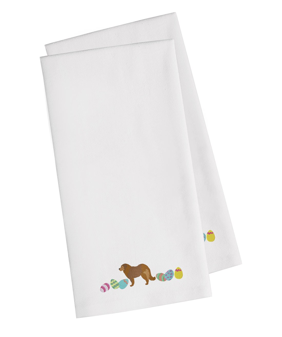 Brown Caucasian Shepherd Easter White Embroidered Kitchen Towel Set of 2 CK1621WHTWE by Caroline&#39;s Treasures