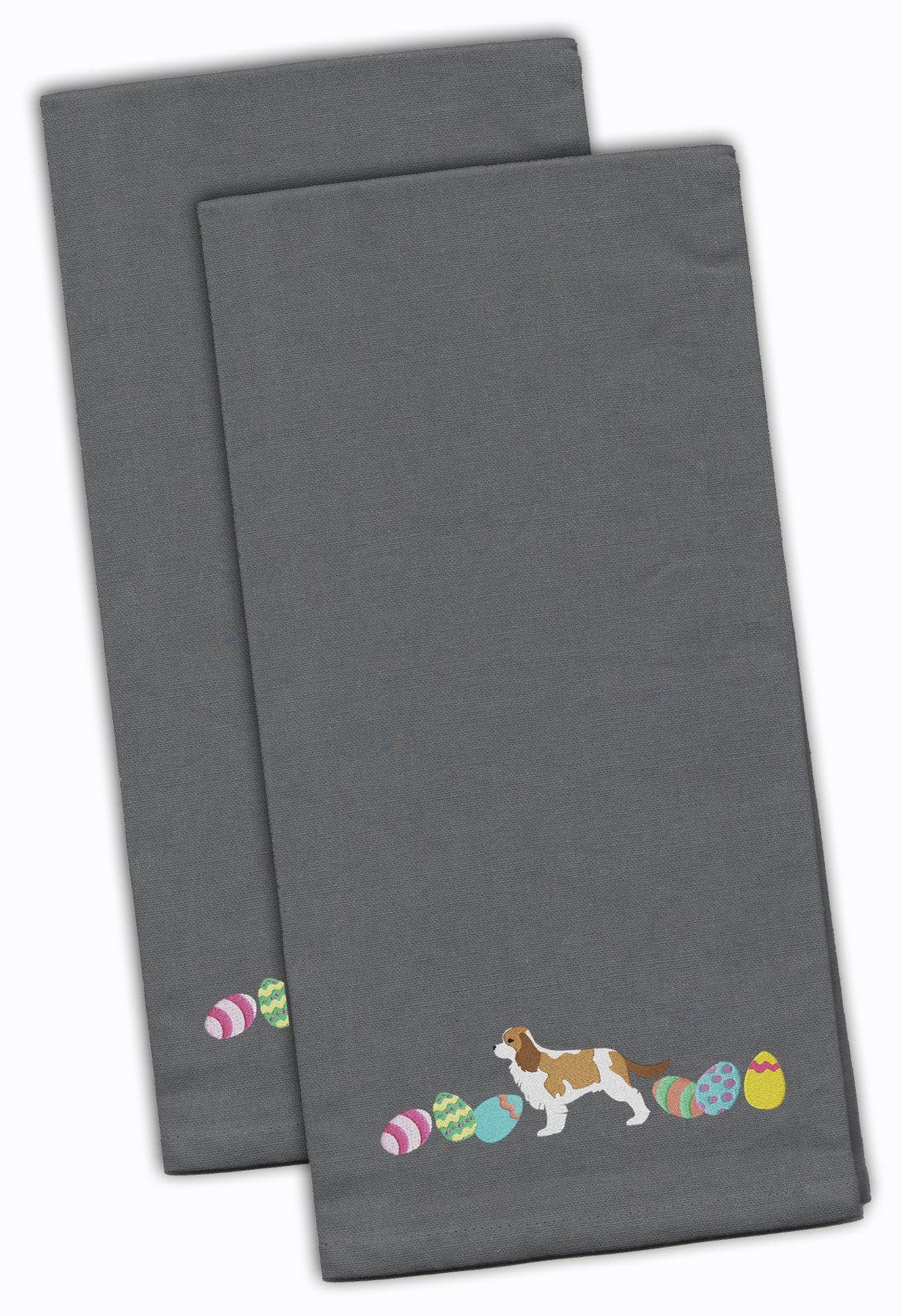 Cavalier Spaniel Easter Gray Embroidered Kitchen Towel Set of 2 CK1622GYTWE by Caroline&#39;s Treasures