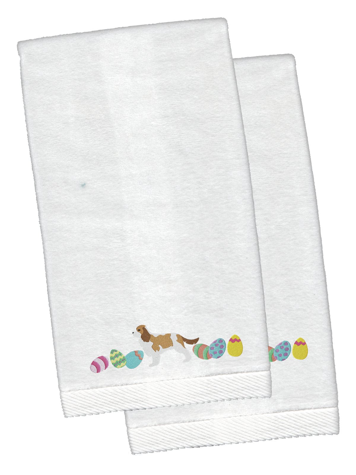 Cavalier Spaniel Easter White Embroidered Plush Hand Towel Set of 2 CK1622KTEMB by Caroline&#39;s Treasures