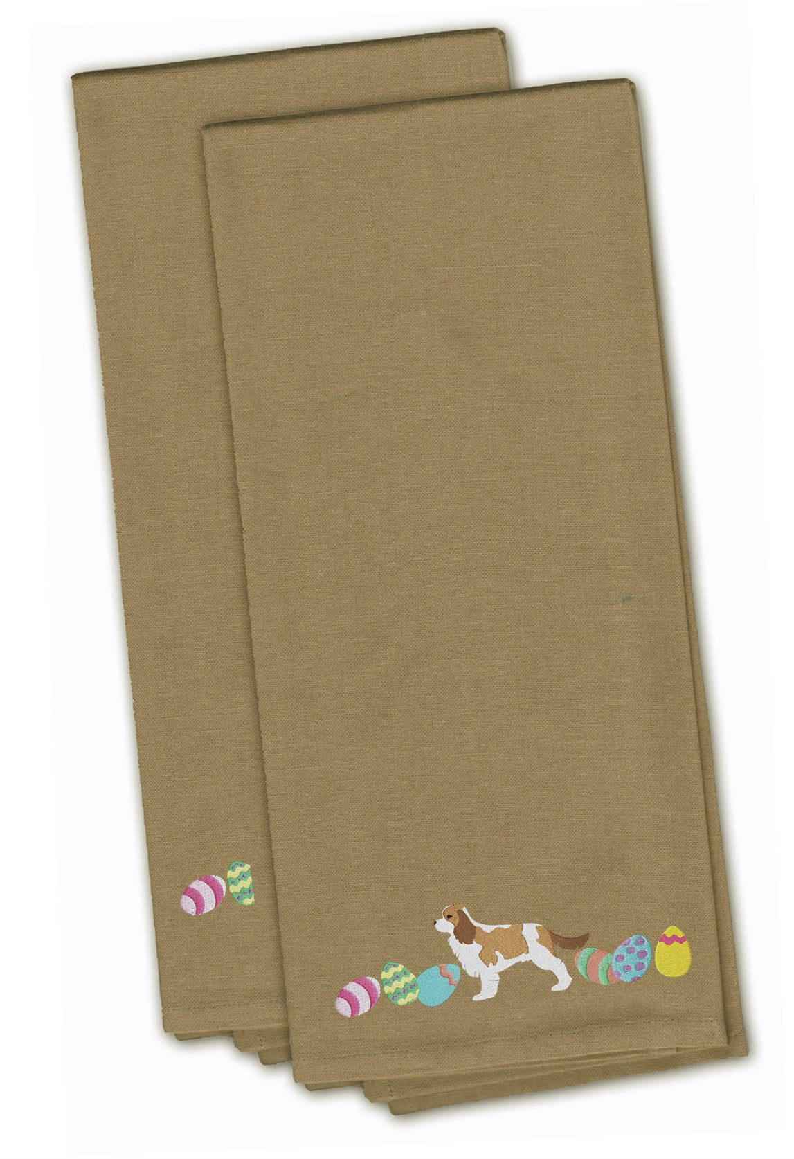 Cavalier Spaniel Easter Tan Embroidered Kitchen Towel Set of 2 CK1622TNTWE by Caroline&#39;s Treasures