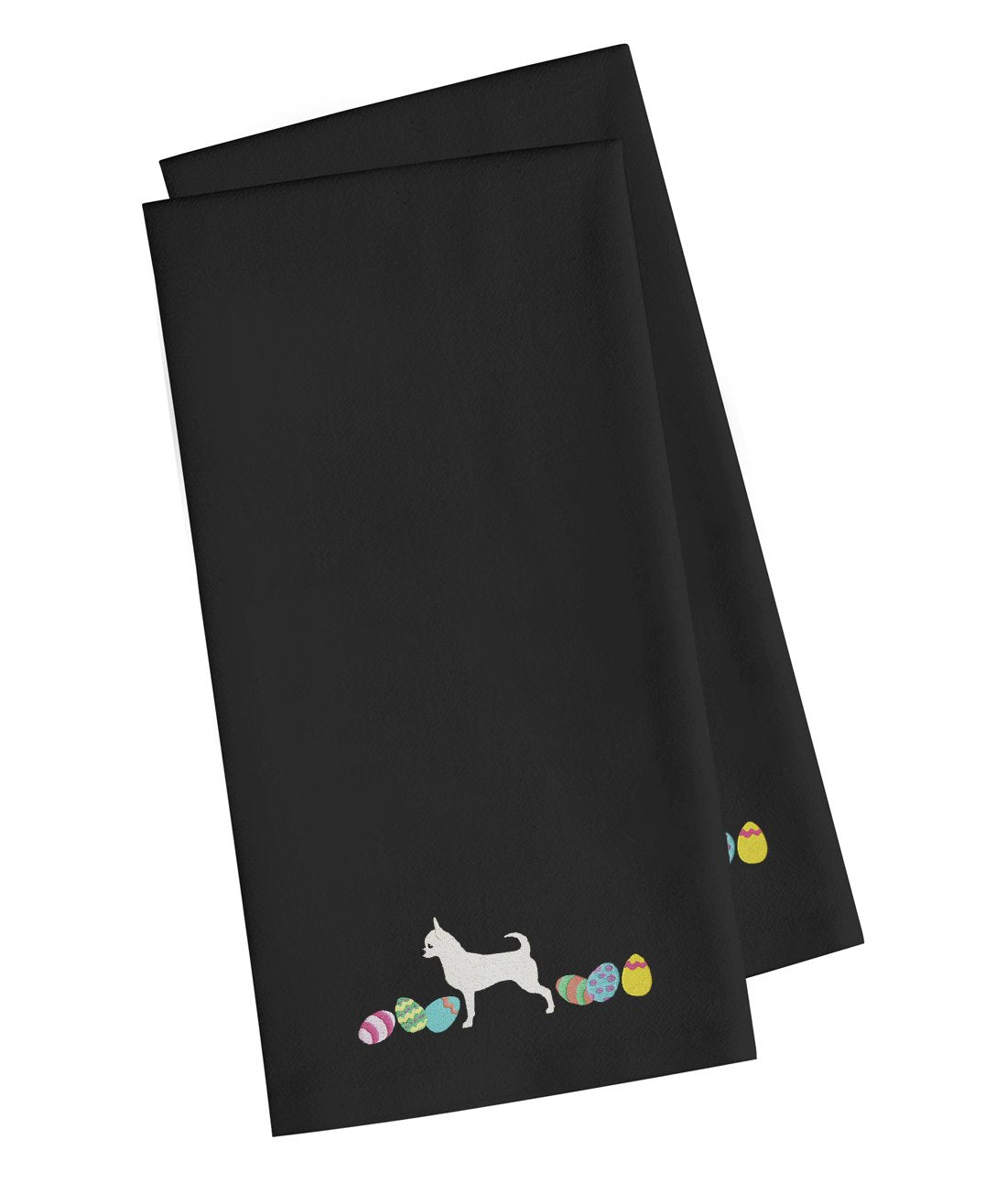 Chihuahua Easter Black Embroidered Kitchen Towel Set of 2 CK1624BKTWE by Caroline's Treasures