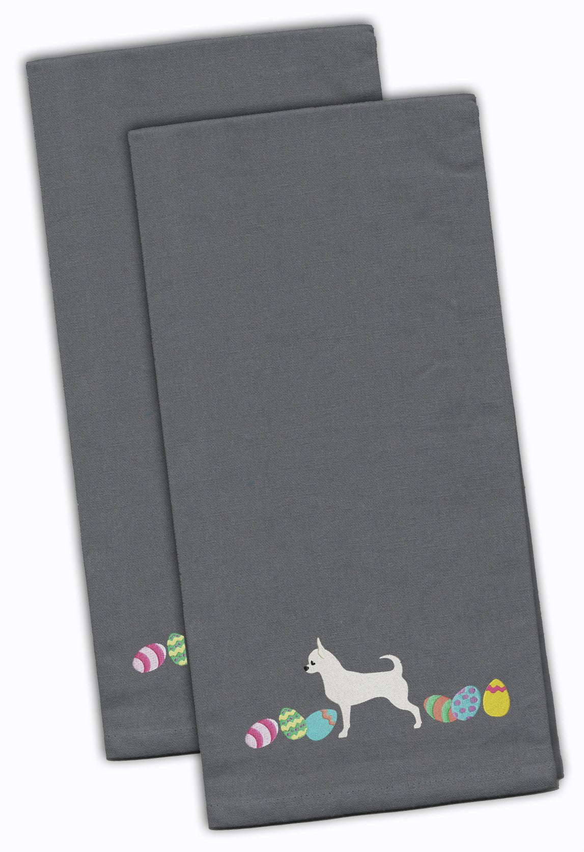 Chihuahua Easter Gray Embroidered Kitchen Towel Set of 2 CK1624GYTWE by Caroline&#39;s Treasures