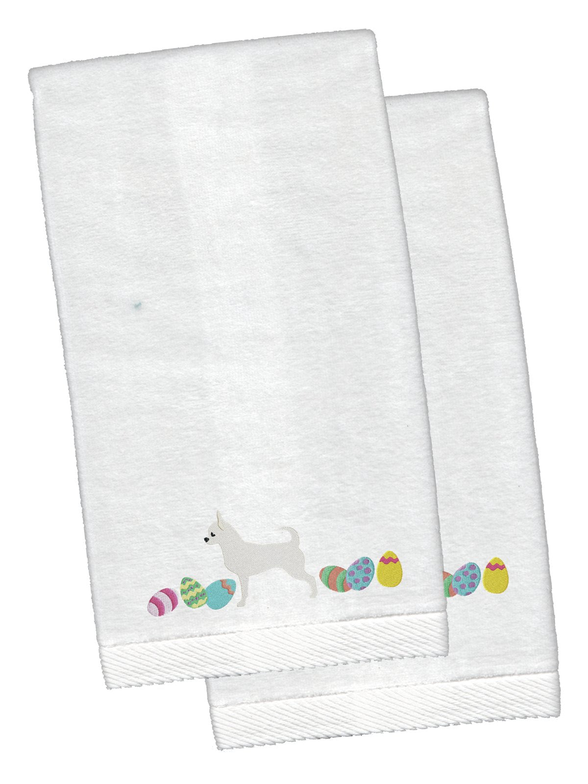 Chihuahua Easter White Embroidered Plush Hand Towel Set of 2 CK1624KTEMB by Caroline's Treasures