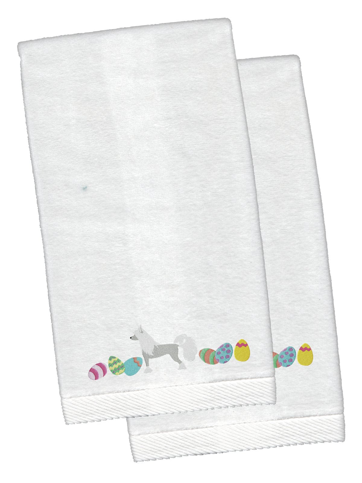 Chinese Crested Easter White Embroidered Plush Hand Towel Set of 2 CK1625KTEMB by Caroline&#39;s Treasures