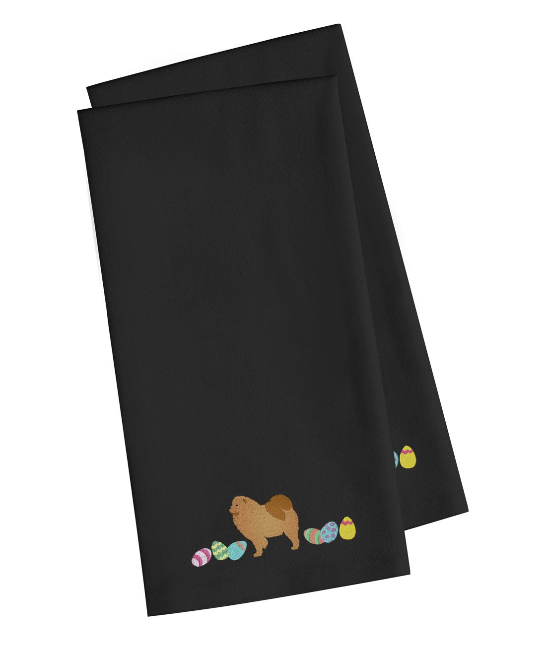 Chow Chow Easter Black Embroidered Kitchen Towel Set of 2 CK1626BKTWE by Caroline&#39;s Treasures