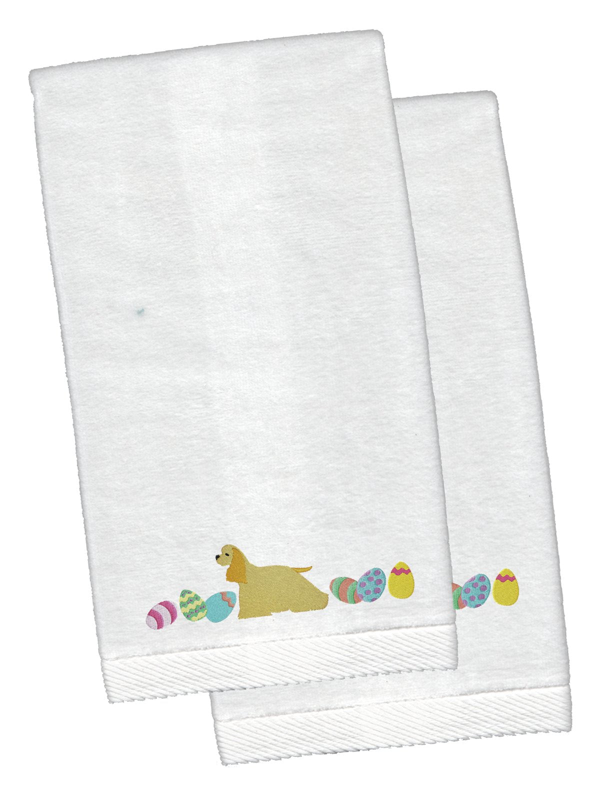 Cocker Spaniel Easter White Embroidered Plush Hand Towel Set of 2 CK1627KTEMB by Caroline&#39;s Treasures