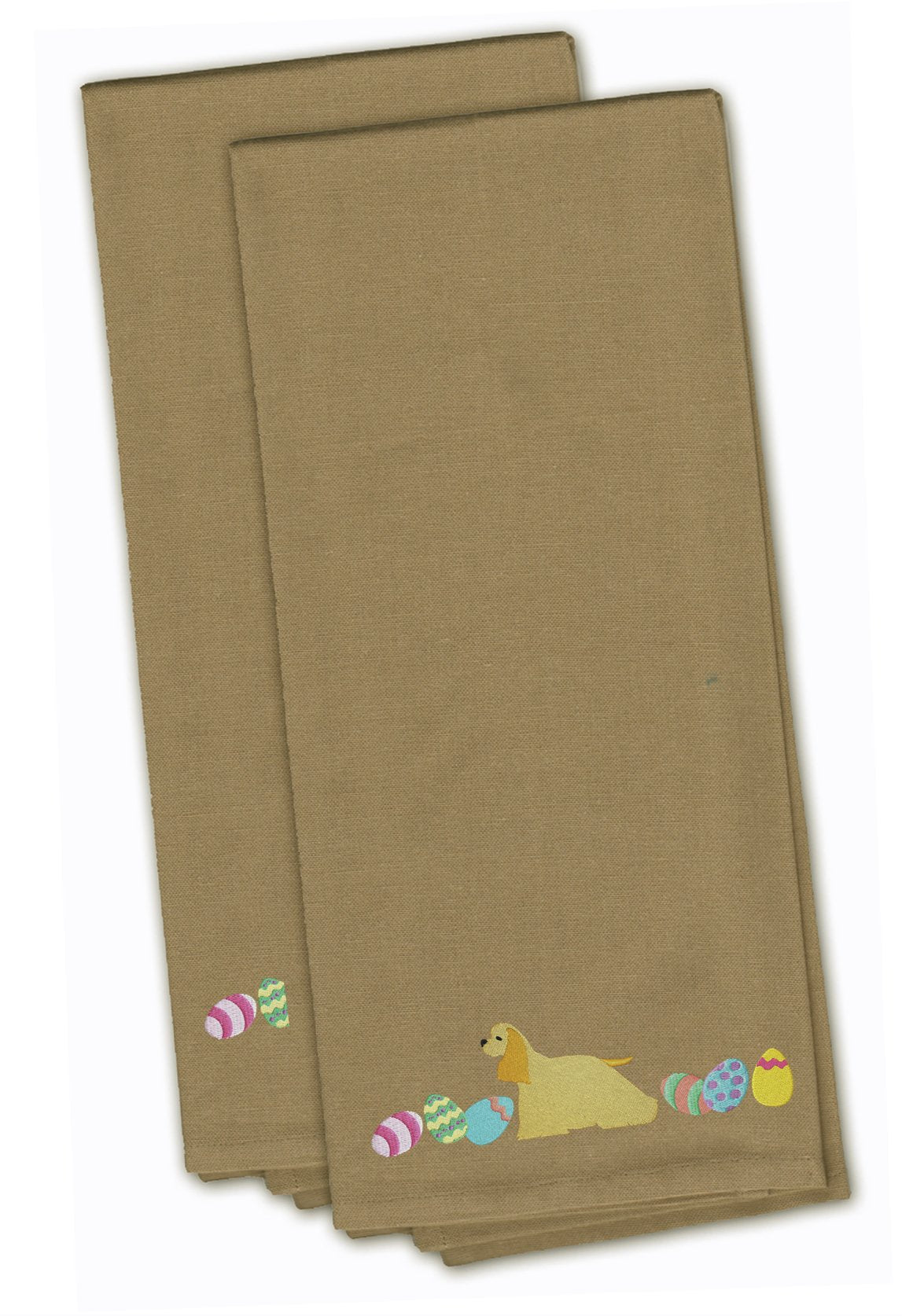 Cocker Spaniel Easter Tan Embroidered Kitchen Towel Set of 2 CK1627TNTWE by Caroline&#39;s Treasures
