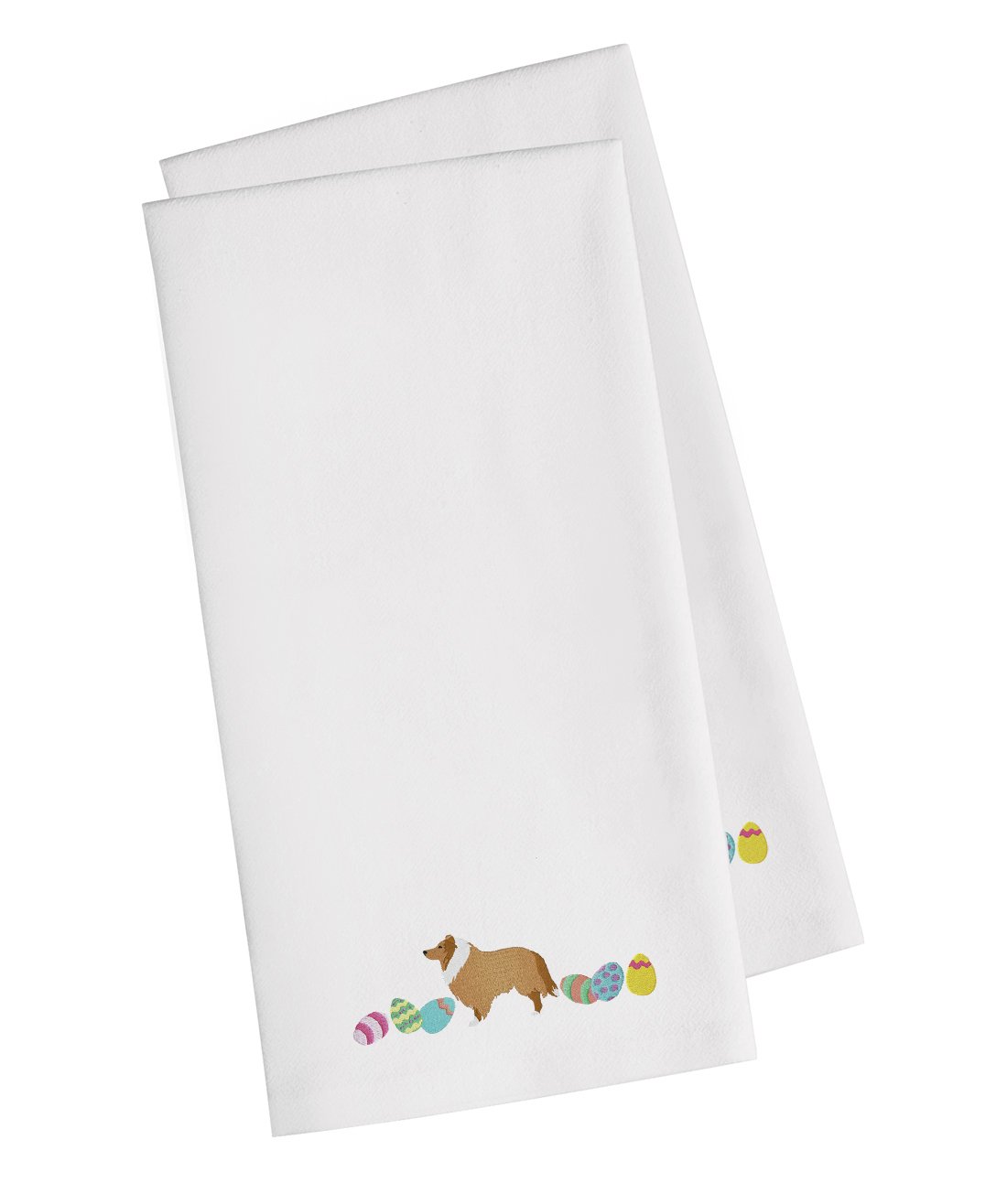 Collie Easter White Embroidered Kitchen Towel Set of 2 CK1628WHTWE by Caroline&#39;s Treasures