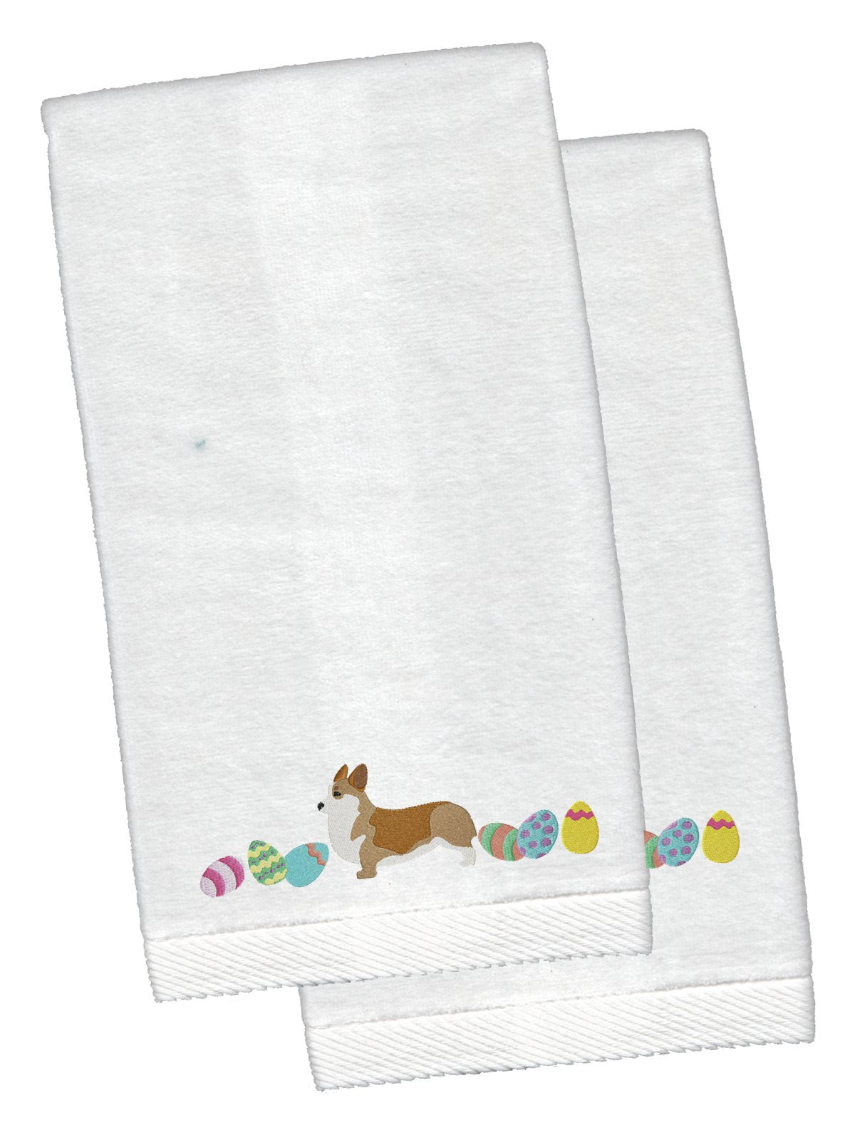 Corgi Easter White Embroidered Plush Hand Towel Set of 2 CK1629KTEMB by Caroline&#39;s Treasures