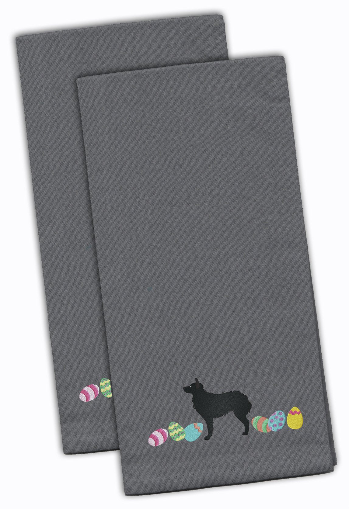 Croatian Sheepdog Easter Gray Embroidered Kitchen Towel Set of 2 CK1630GYTWE by Caroline&#39;s Treasures