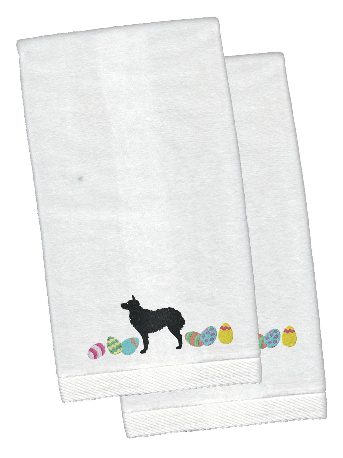 Croatian Sheepdog Easter White Embroidered Plush Hand Towel Set of 2 CK1630KTEMB by Caroline&#39;s Treasures