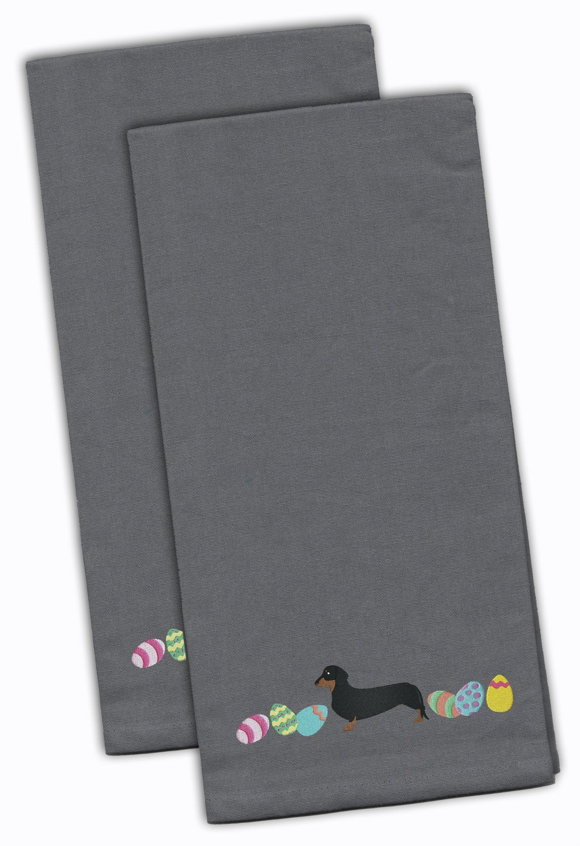 Dachshund Easter Gray Embroidered Kitchen Towel Set of 2 CK1631GYTWE by Caroline&#39;s Treasures
