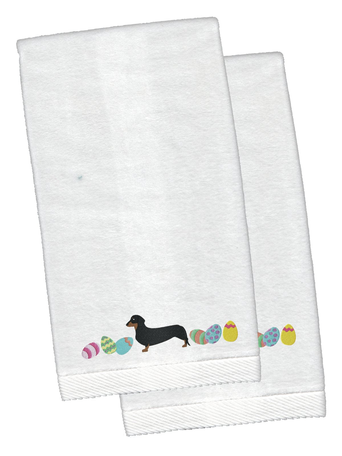 Dachshund Easter White Embroidered Plush Hand Towel Set of 2 CK1631KTEMB by Caroline&#39;s Treasures