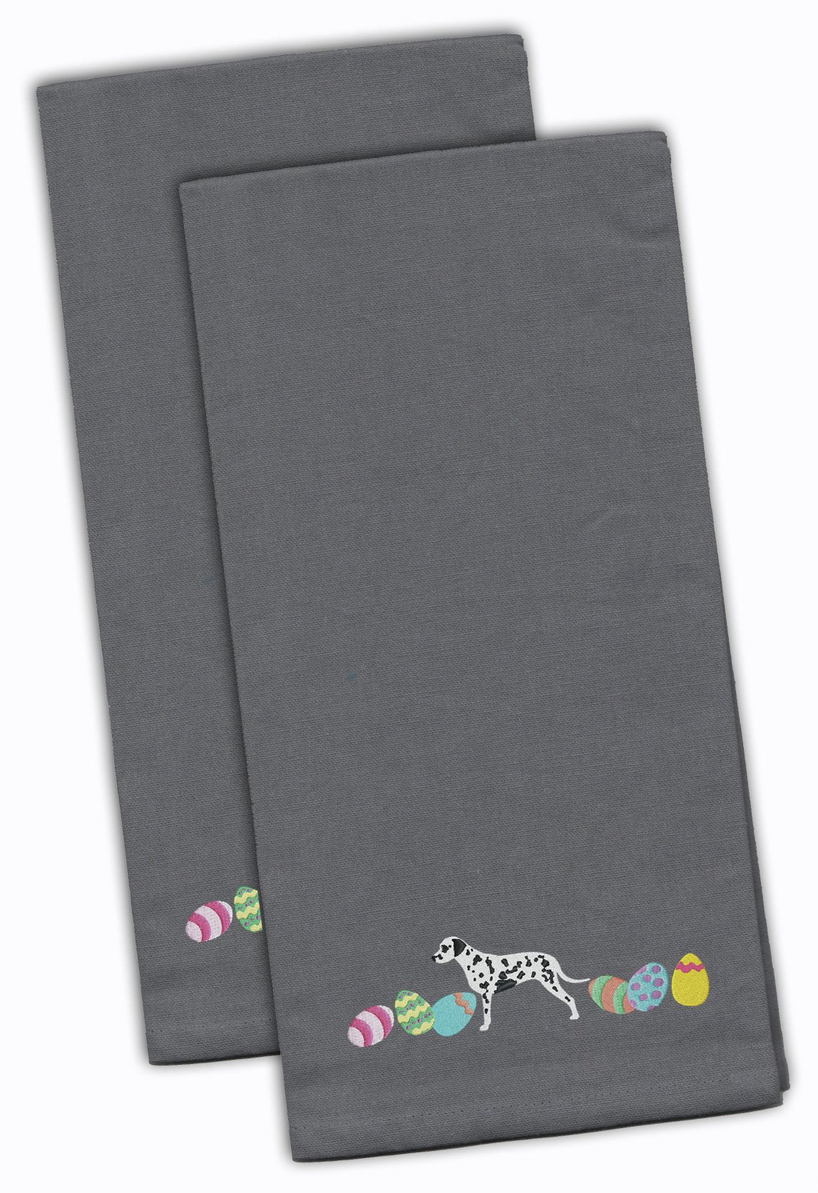 Dalmatian Easter Gray Embroidered Kitchen Towel Set of 2 CK1632GYTWE by Caroline&#39;s Treasures