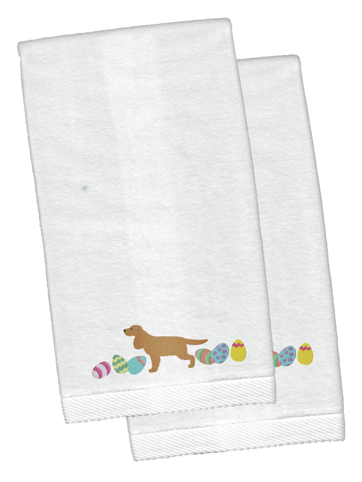 English Cocker Spaniel Easter White Embroidered Plush Hand Towel Set of 2 CK1637KTEMB by Caroline&#39;s Treasures
