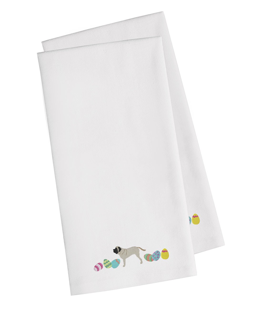 English Mastiff Easter White Embroidered Kitchen Towel Set of 2 CK1638WHTWE by Caroline&#39;s Treasures