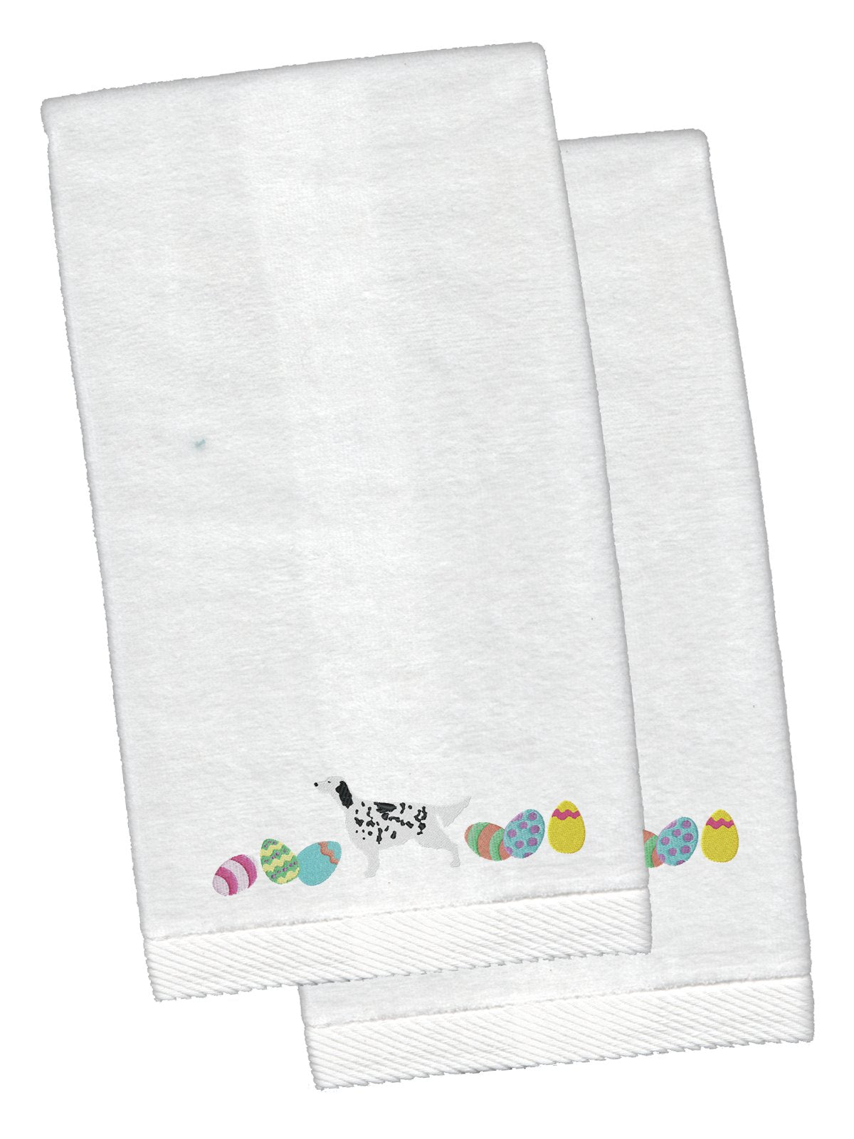 English Setter Easter White Embroidered Plush Hand Towel Set of 2 CK1640KTEMB by Caroline&#39;s Treasures