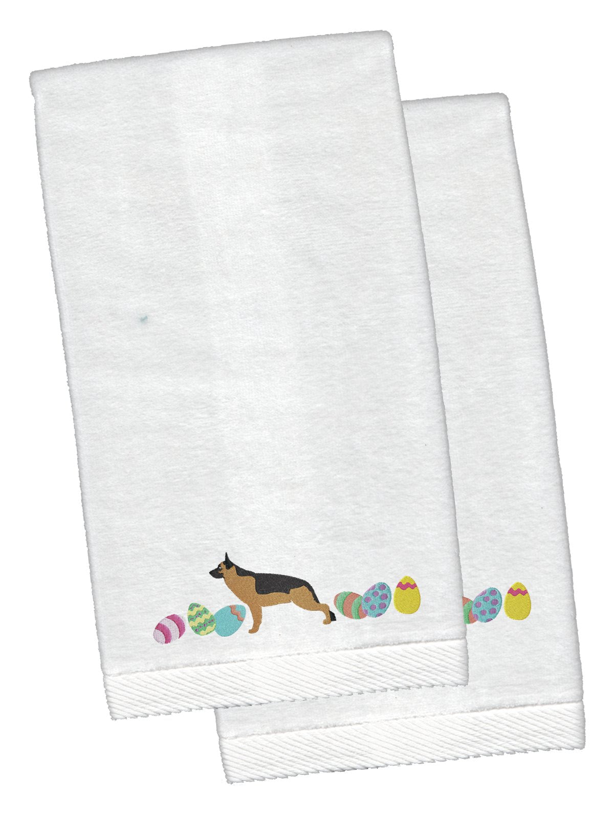 German Shepherd Easter White Embroidered Plush Hand Towel Set of 2 CK1644KTEMB by Caroline&#39;s Treasures