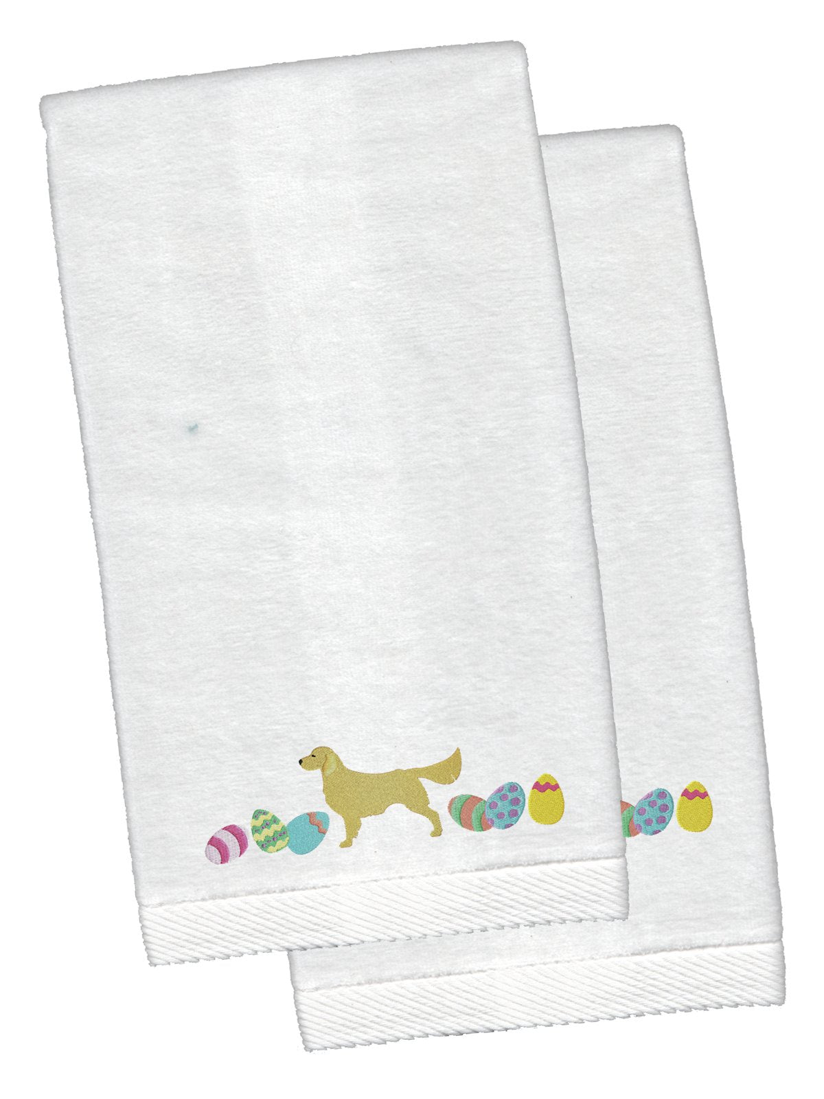 Golden Retriever Easter White Embroidered Plush Hand Towel Set of 2 CK1647KTEMB by Caroline&#39;s Treasures