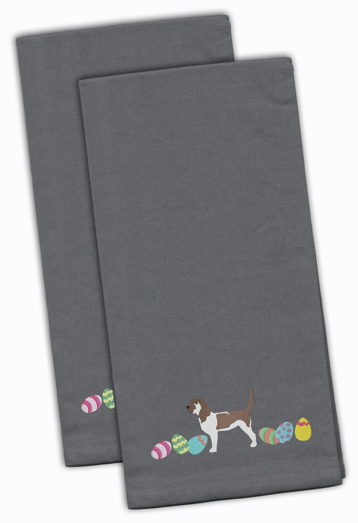 Grand Basset Griffon Easter Gray Embroidered Kitchen Towel Set of 2 CK1648GYTWE by Caroline's Treasures