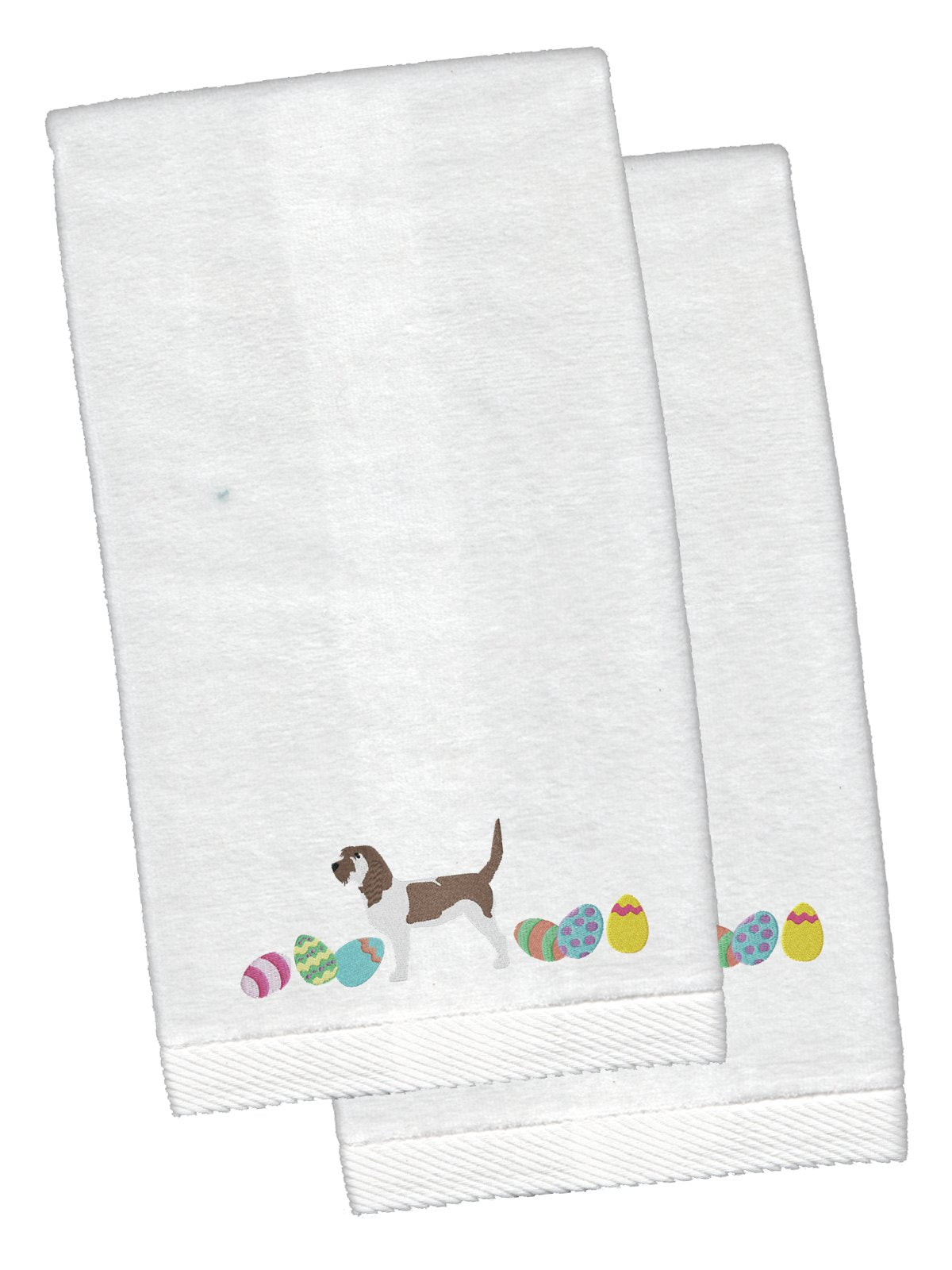 Grand Basset Griffon Easter White Embroidered Plush Hand Towel Set of 2 CK1648KTEMB by Caroline&#39;s Treasures