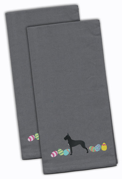 Great Dane Easter Gray Embroidered Kitchen Towel Set of 2 CK1649GYTWE by Caroline's Treasures