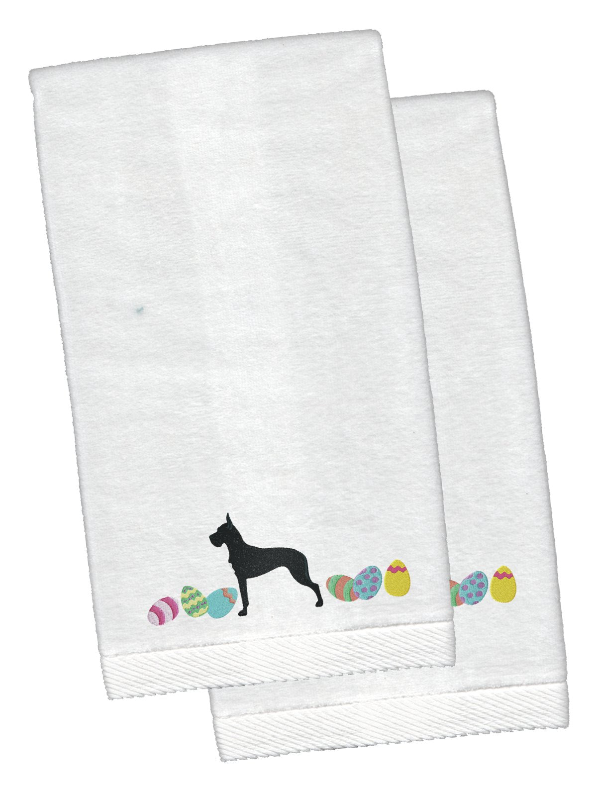 Great Dane Easter White Embroidered Plush Hand Towel Set of 2 CK1649KTEMB by Caroline&#39;s Treasures