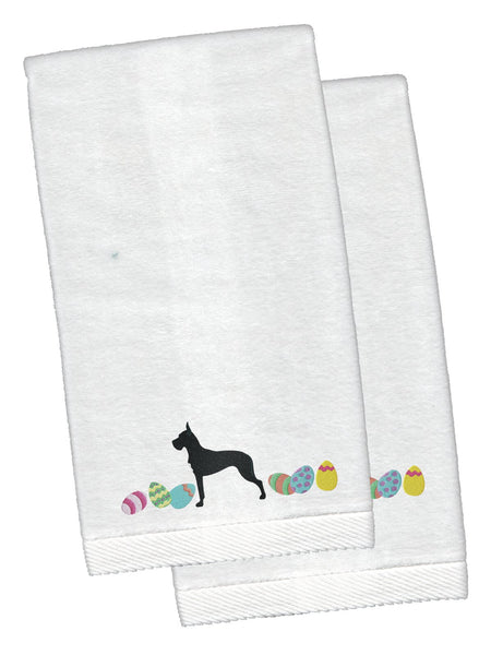 Great Dane Easter White Embroidered Plush Hand Towel Set of 2 CK1649KTEMB by Caroline's Treasures