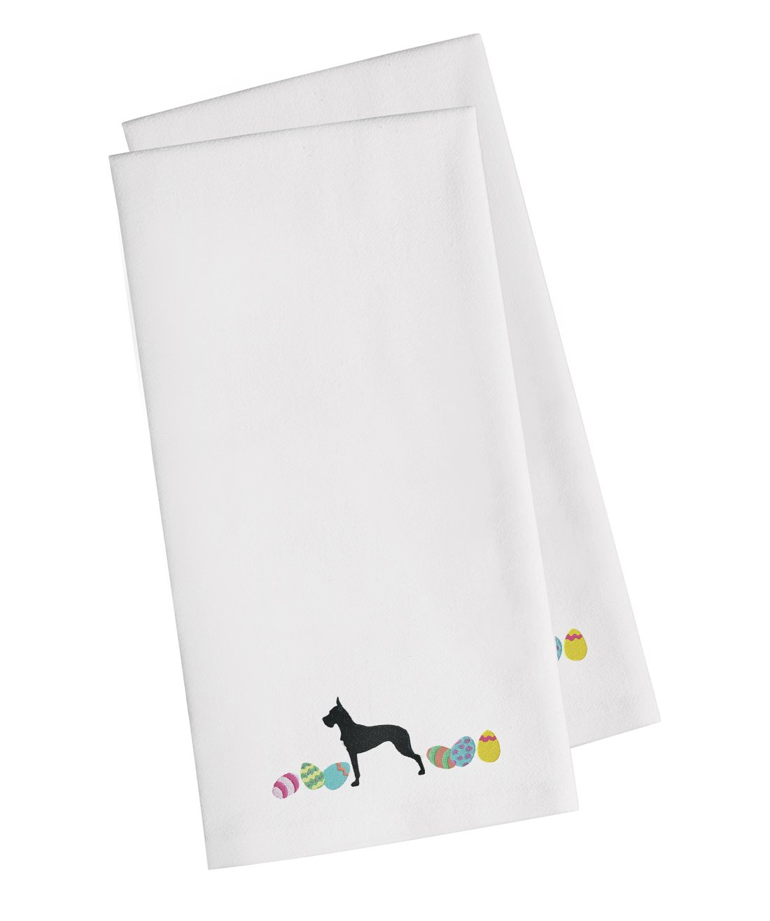 Great Dane Easter White Embroidered Kitchen Towel Set of 2 CK1649WHTWE by Caroline&#39;s Treasures