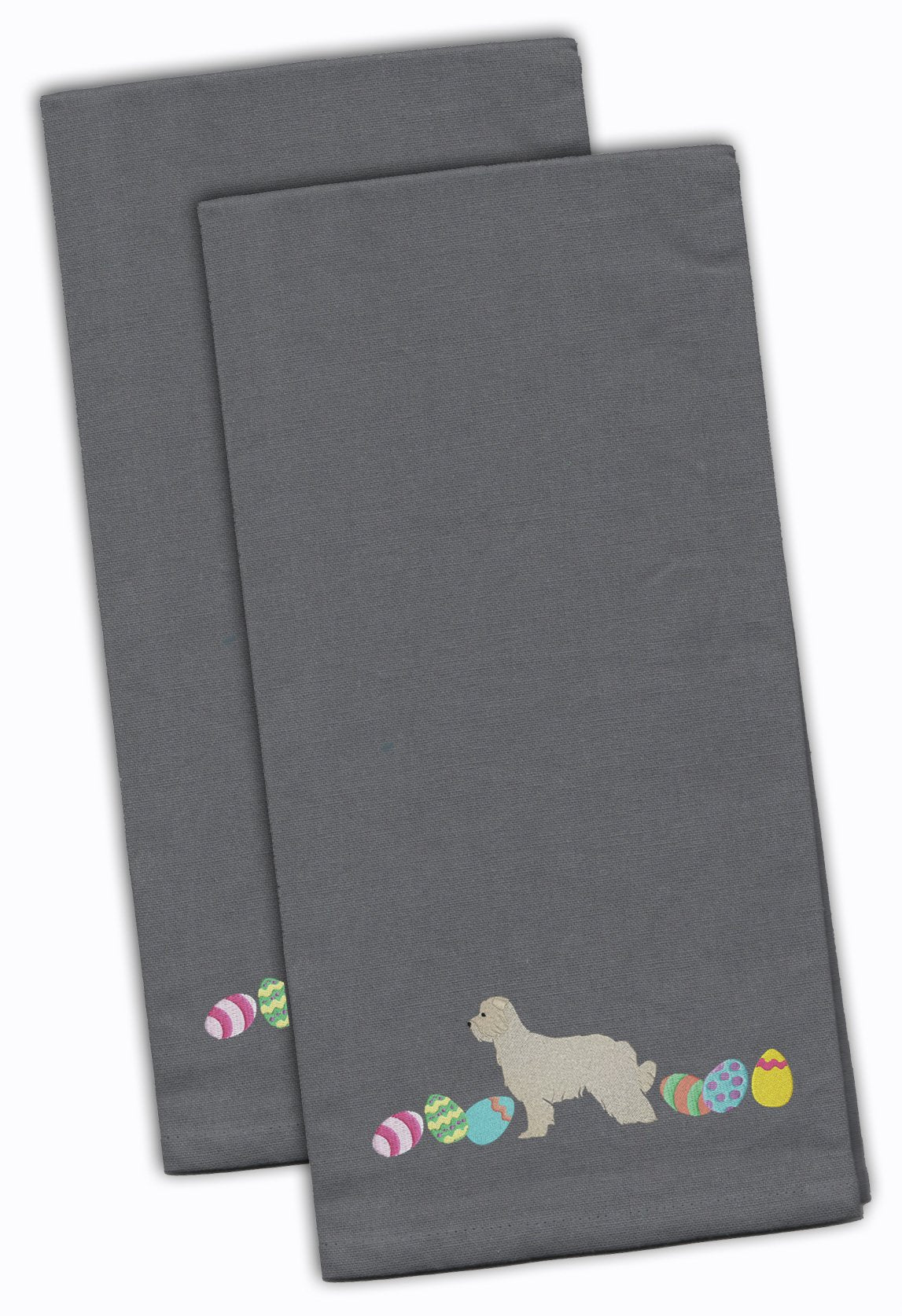 Great Pyrenees Easter Gray Embroidered Kitchen Towel Set of 2 CK1650GYTWE by Caroline&#39;s Treasures