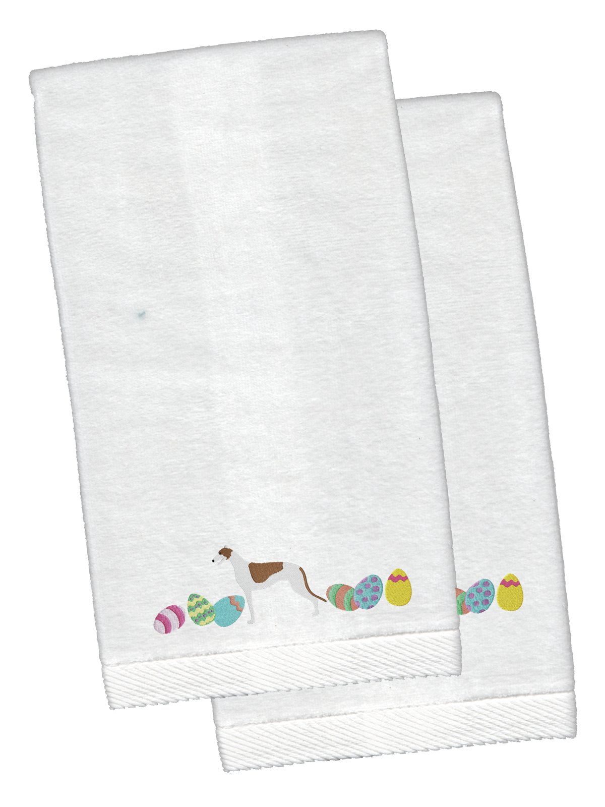 Greyhound Easter White Embroidered Plush Hand Towel Set of 2 CK1651KTEMB by Caroline's Treasures