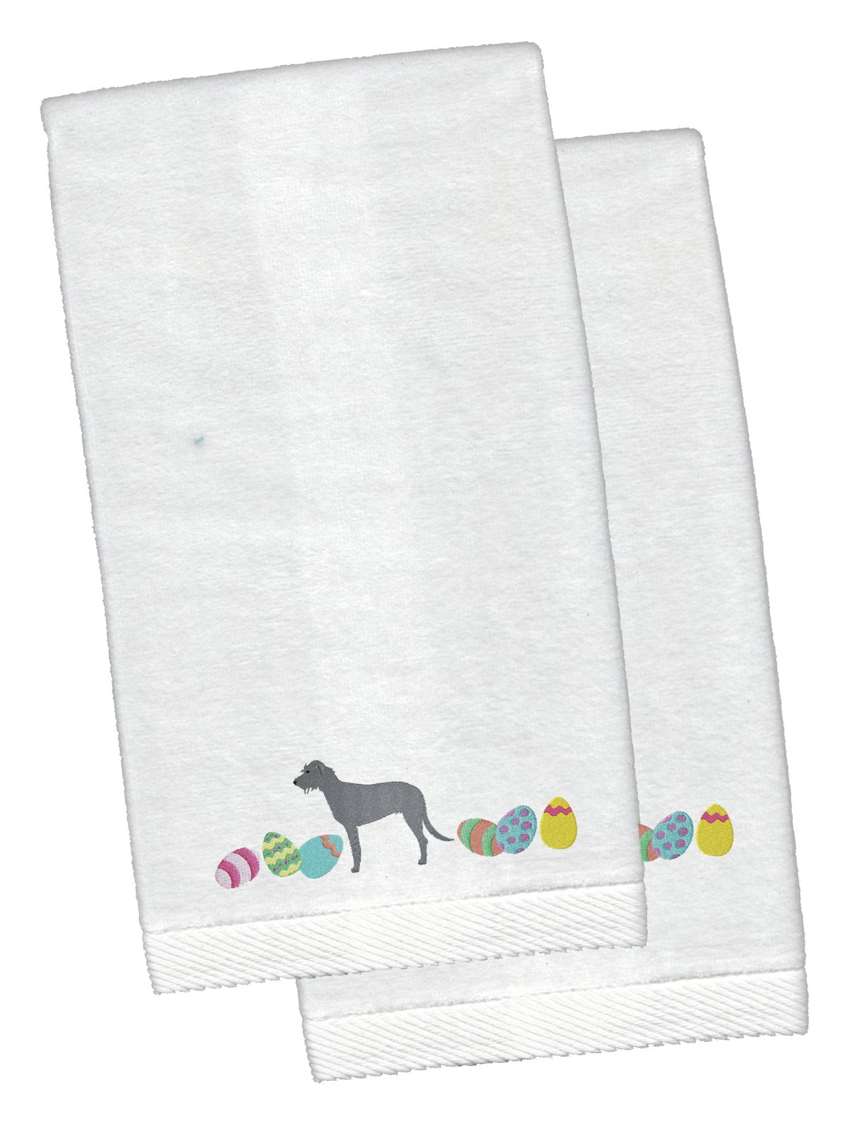Irish Wolfhound Easter White Embroidered Plush Hand Towel Set of 2 CK1653KTEMB by Caroline&#39;s Treasures