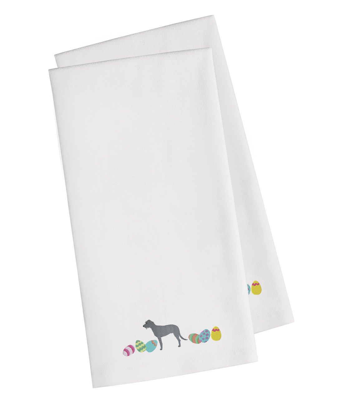 Irish Wolfhound Easter White Embroidered Kitchen Towel Set of 2 CK1653WHTWE by Caroline&#39;s Treasures