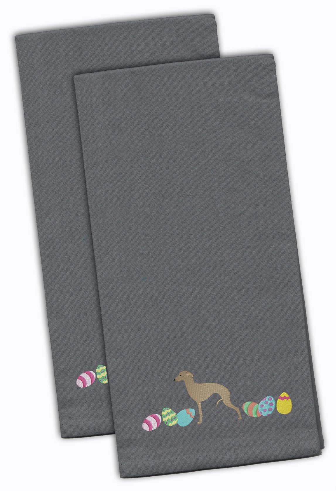 Italian Greyhound Easter Gray Embroidered Kitchen Towel Set of 2 CK1655GYTWE by Caroline&#39;s Treasures