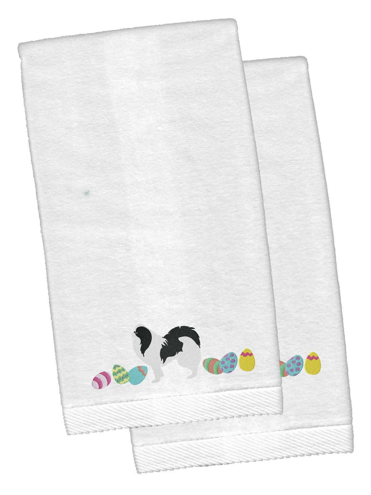 Japanese Chin Easter White Embroidered Plush Hand Towel Set of 2 CK1658KTEMB by Caroline&#39;s Treasures