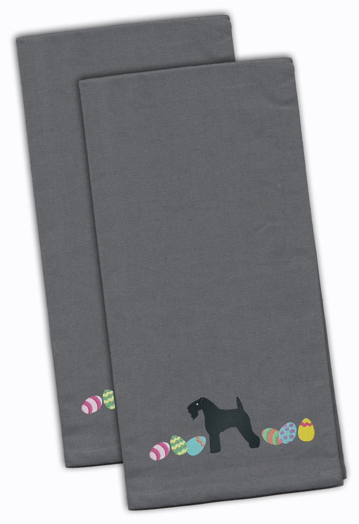Kerry Blue Terrier Easter Gray Embroidered Kitchen Towel Set of 2 CK1659GYTWE by Caroline&#39;s Treasures